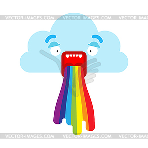 Cloud vomits rainbow . cartoon - vector clipart