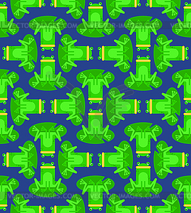 Frog cartoon pattern seamless. frog sitting on - vector image