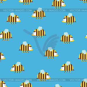 Bee pixel art 8 bit pattern seamless. pixelated - vector clipart