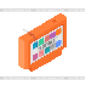 Пиксельная графика картриджа для видеоигр. Ретро ТВ игра 8bit - векторное изображение