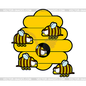 Bees and beehive cartoon . Cute honeybee illustra - vector image