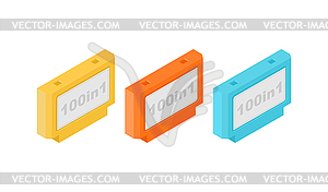 Video game cartridge set. Retro TV game 8bit - vector clipart