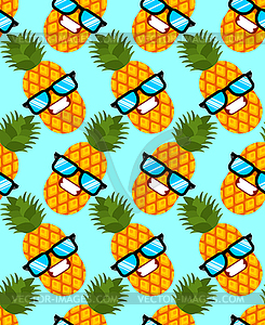 Pineapple cool with glasses pattern seamless. - vector clipart