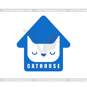 Cat house logo. Sign for cat shelter or pet store - vector image