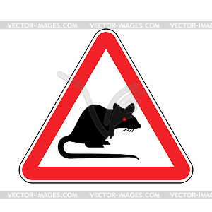 Attention Rat. Warning red road sign. Caution Mouse - vector image