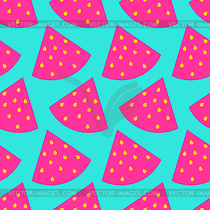 Slice of watermelon pattern seamless. Red melon - vector image