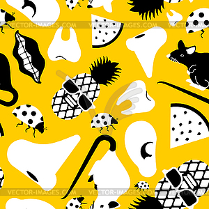 Trendy pattern seamless. Pineapple and ear. Nose an - vector clipart