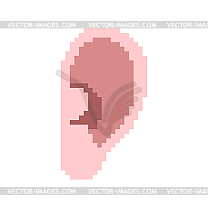 Human ear pixel art. 8 bit Part of body - vector EPS clipart