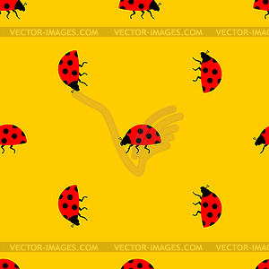 Ladybug pattern seamless. Red small bug - vector image