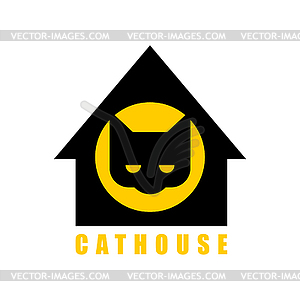 Cat house logo. Sign for cat shelter or pet store - vector image