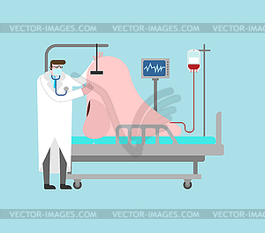 Nose treatment and doctor. large Nose rests on - vector image