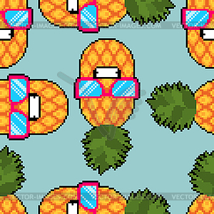 Pineapple cool with glasses pixel art pattern - vector image