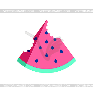 Slice of watermelon bitten off - vector image