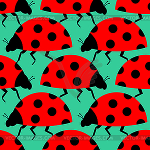 Ladybug pattern seamless. Red small bug - vector clipart