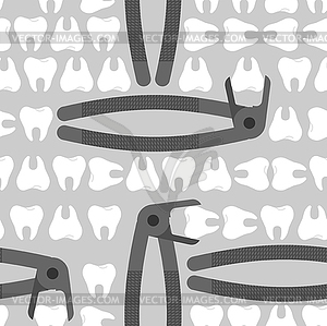 Teeth forceps and teeth pattern seamless. Dentist - vector clipart