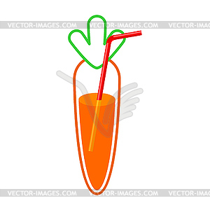 Fresh Carrot juice with Beverage tube - vector image