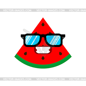 Watermelon with glasses . Watermelon cool illustr - stock vector clipart
