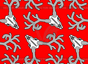 Deer skull pattern seamless. Moose skeleton head - vector clip art