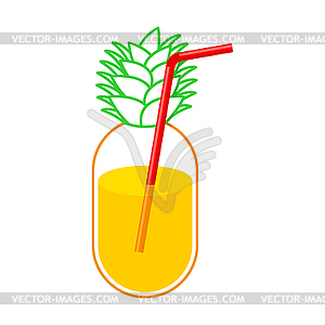 Fresh Pineapple juice with Beverage tube - vector clipart
