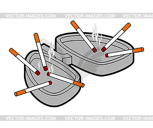 Ashtray lungs and cigarette butts - royalty-free vector image