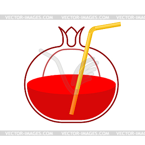 Fresh pomegranate juice with Beverage tube - vector image