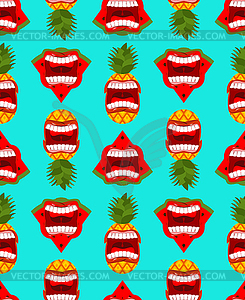 Angry pineapple and Watermelon pattern seamless. - vector image