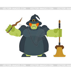Evil witch . Angry sorceress - vector clip art