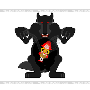 Wolf ate little red riding hood. Little red riding - vector clip art