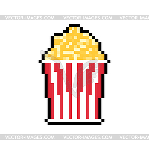 Попкорн пиксель арт. 8-битная сладость - изображение векторного клипарта