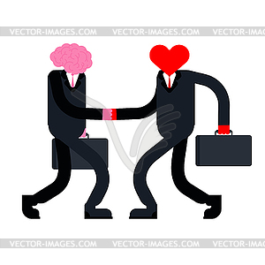 Heart and brain handshake friendship. Heart talks t - vector clipart / vector image