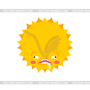 Crazy Sun Cartoon . Sign - vector image