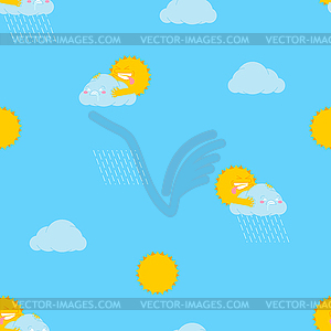 Sun and cloud sex pattern seamless. Sun - color vector clipart
