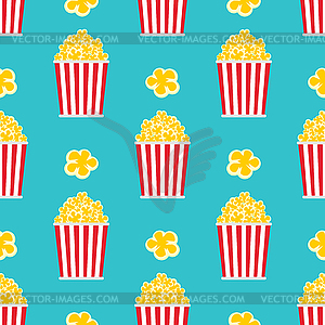 Popcorn pattern seamless. Sweetness background. - vector clipart