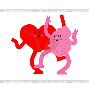 Heart and brain Dancing. Romantic relationship. Lov - vector clipart / vector image