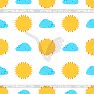 Sun and cloud pattern seamless pixel art. 8bit - vector image