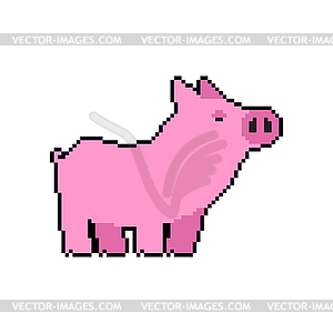 Piglet pixel art. Pink Pig 8bit. Farm animal - vector clip art