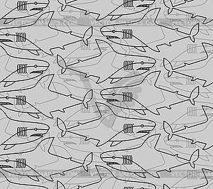 Shark cartoon pattern seamless. Sea predator - vector clip art