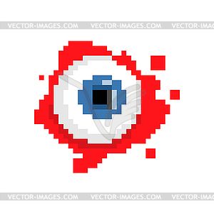 Eyeball pixel art. 8 bit Eye and blood. pixelated - vector image