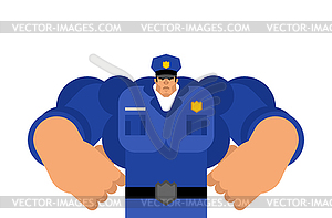 Strong police officer . policeman cop illustratio - vector image