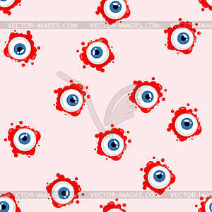 Eyeball pattern seamless. Eye and blood - vector EPS clipart