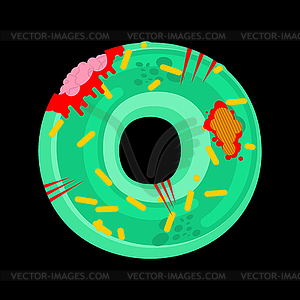 Zombie donut . sweetness of dead. Green monster - vector image