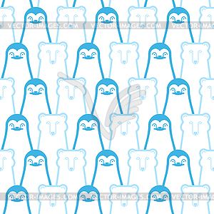 Penguin and polar bear pattern seamless. - vector clipart