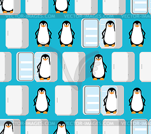 Penguin in fridge pattern seamless. flightless - vector image