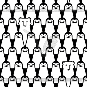 Penguin and polar bear pattern seamless. - vector clipart