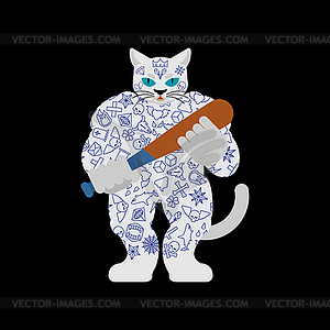 Cat Gangsta . Angry pet bully member of gang of - vector clip art