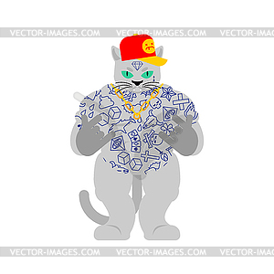 Cat Gangsta . Angry pet bully member of gang of - vector clip art