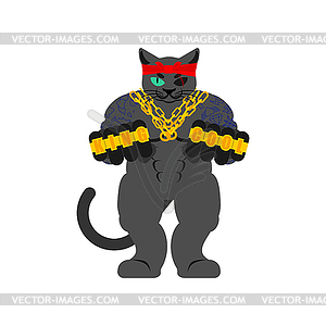 Cat Gangsta . Angry pet bully member of gang of - vector clip art