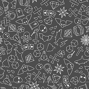 Tattoo pattern seamless. Tattoo icons background. - vector clipart
