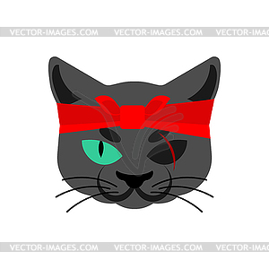 Cat Gangsta face. Angry pet muzzle. Animal bully - vector clipart