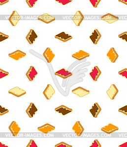 Toast with jam pattern seamless. Food background - vector image